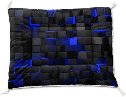 Dog Cat Bed Mat Ultra Soft Fluffy Pet Bed Washable Fashion Dog Crate Beds Comfy Comfy Pet Sleeping Pad Suitable for Pet Raised Bed(42"x32",Blue Black)