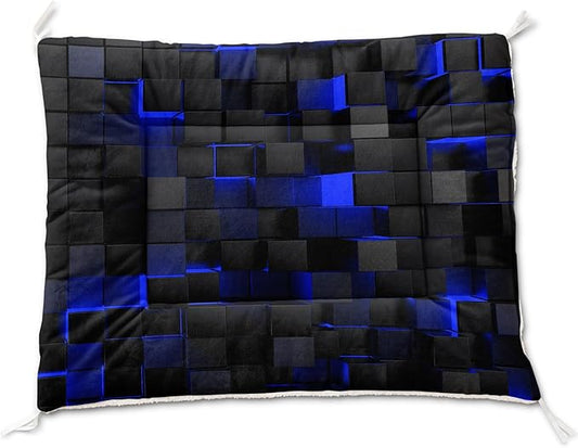Dog Cat Bed Mat Ultra Soft Fluffy Pet Bed Washable Fashion Dog Crate Beds Comfy Comfy Pet Sleeping Pad Suitable for Pet Raised Bed(42"x32",Blue Black)