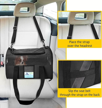 Refrze Pet Carrier Airline Approved, Cat Carriers for Medium Cats Small Cats, Soft Dog Carriers for Small Dogs, TSA Approved Pet Carrier for Cat Dog of 15 Lbs, Puppy Carrier,Black