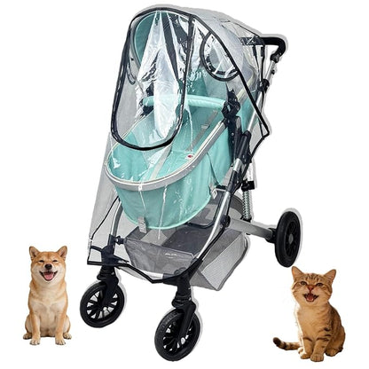 Unisize Pet Stroller Rain Cover - Foldable Clear Protection for Snow, Wind & Rain, Suitable for Most Models