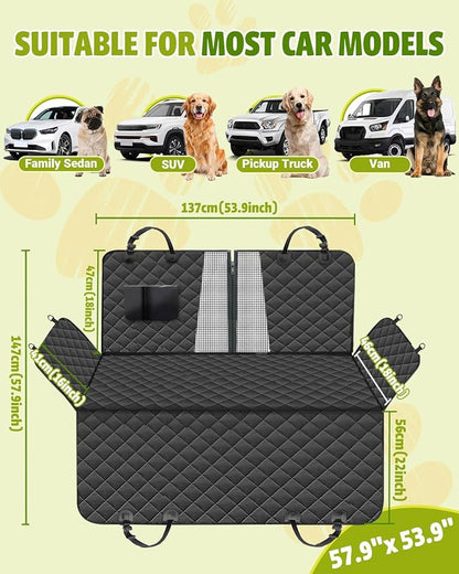 Dog Car Seat Cover, 600D Heavy Dute Durable Car Seat Cover for Dogs Pets, 100% Waterproof Scratch Proof Nonslip Dog Hammock for Cars, Seat Covers Protector with Seatbelt for Pet Sedan SUV Trucks