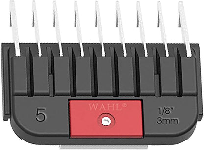 WAHL Professional Animal Stainless Steel Attachment Guide Comb Detachable Blade Pet Clippers - #5, 1/8 Inch Cut Length (3371-100), Red