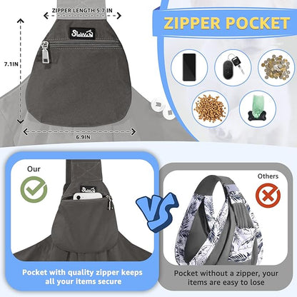 SlowTon Dog Carrier Sling - Thick Padded Shoulder Strap Adjustable Dog Carriers for Small Dogs, Puppy Carrier Purse for Pet Cat with Front Zipper Pocket Safety Belt Machine Washable (Grey L)