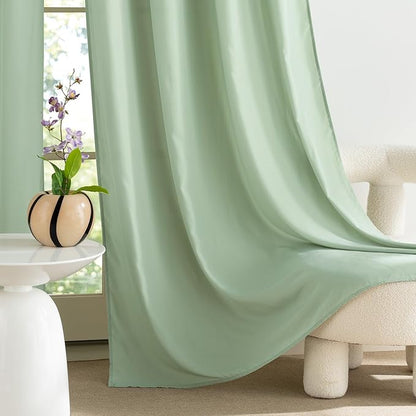 NICETOWN Non-See-Through Privacy Green Sheer Curtains 84 inches Long 2 Panels for Girls Room, 52" Wide Grommet Window Drapes for Nursery- Home Decoration Light Filtering Elegant Window Treatment
