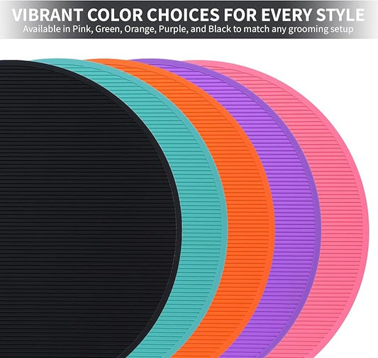 Pet Grooming Table Non-Slip Mat - Padded Mat for at-Home Grooming Dogs and Cats,Bathing Mat for Pets, Diameter: 22.4inch/57cm (Black, Diameter: 22.4inch/57cm)