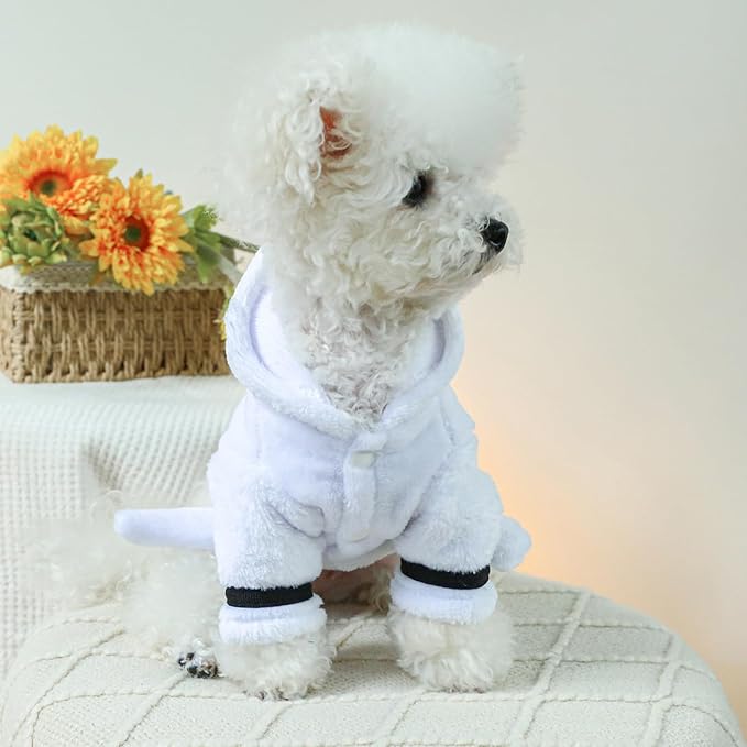 Dog Bathrobe Fast Absorbent Hooded Bath Towel Small Dog Thickened Luxury Pajamas Sleepwear Super Soft Microfibre Pet Bath Robe Nightwear Dog Drying Coat Bag for Puppy Cats Chihuahua Yorkie Poodle