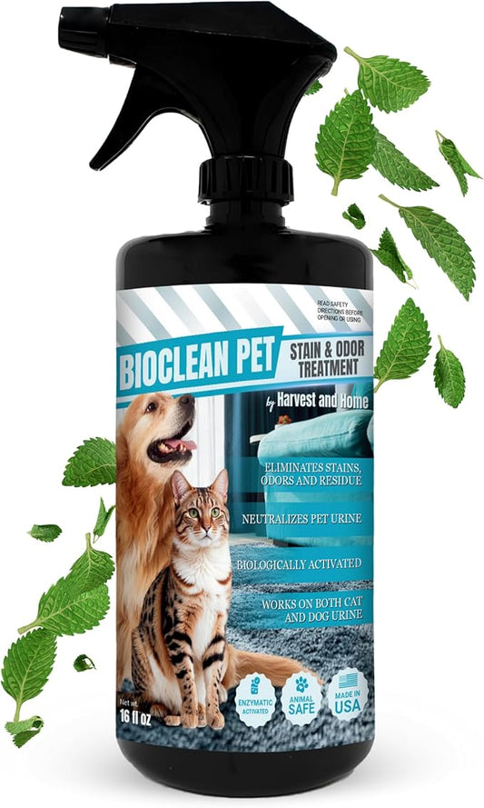 Bioclean Pet Carpet Cleaner & Deodorizer – Eliminates Pet Urine Smell, Stain & Odor Remover, No Residue, Made in USA – 16oz