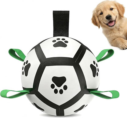 Dog Toys, Dog Soccer Ball with Straps for World Cup, Interactive Dog Balls for Small Breed, Dog Birthday, Herding Ball, Durable Toy for Puppy Outdoor Play (5 Inch)