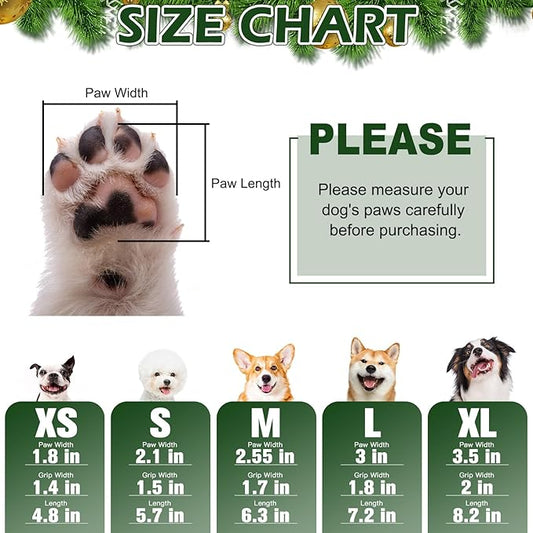 EXPAWLORER Christmas Anti-Slip Soft Dog Socks for Hardwood Floor,Warm Dog Shoes,Paw Protectors for Cold Pavement,Prevent Licking,Traction Control for Small Medium Large Senior Dogs