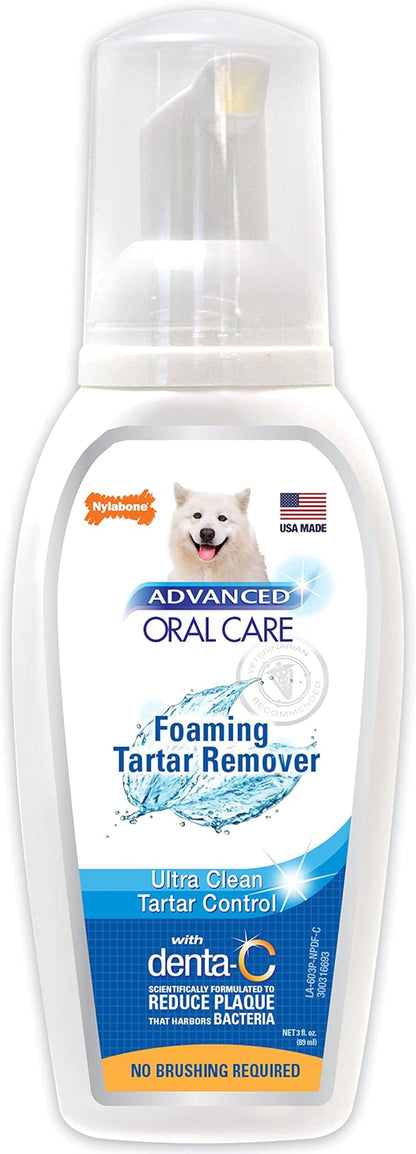 Nylabone Advanced Oral Care Pet Dental Foam Tartar Remover & Breath Freshener for Dogs, Dog Teeth-Cleaning, 4 oz.
