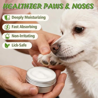 Yeardera Dog Paw Balm & Nose Balm, Lick-Safe & Moisturizing | All-Natural Moisturizer & Soother for Dry | Deep Repair for Dry, Cracked Paws | Horse Hoof and Joint Care Friendly (Value Size 2.12oz)