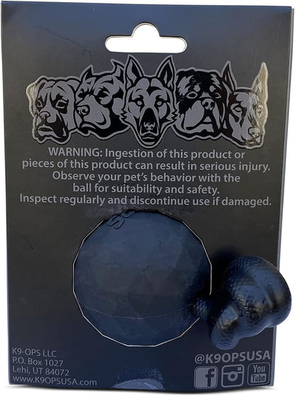 K9 Ops Dog Ball on a Rope Moki Tug Toy - Solid Rubber Fetch Training Reward - Large Dogs Tugs Durable Aggressive Chewers (Coal Black, MD/LG)