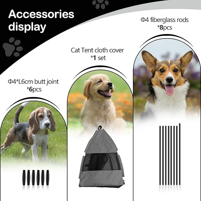 Cat Tent Outdoor/Indoor, Cat and Dog Waterproof Tent House, Outdoor Dog Bed Washable, Indoor/Outdoor Cave Nest Bed Small Dog Tent for Cat, Bunny and Small Animal (Gray, L)