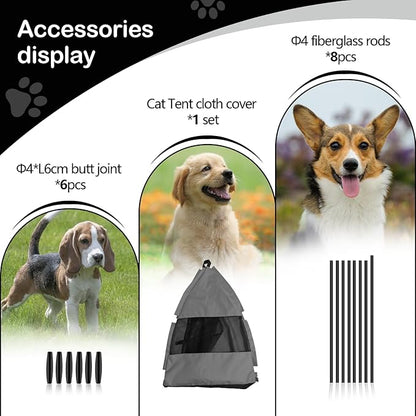 Cat Tent Outdoor/Indoor, Cat and Dog Waterproof Tent House, Outdoor Dog Bed Washable, Indoor/Outdoor Cave Nest Bed Small Dog Tent for Cat, Bunny and Small Animal (Gray, L)