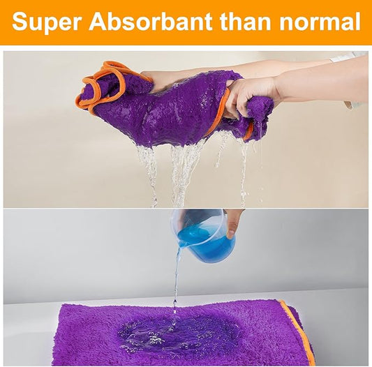 Bienbee Dog Bathrobe, Quick Drying Super Absorbent Dog Robes for After Bath, Warm Keeping Dogs Towel, Dogs Bath Supplies, Dark Purple XXL