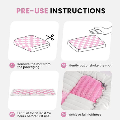 Backseat Dog Bed Mat, Non-Slip Dog Bed for Car Back Seat, Soft & Cozy Dogs Blanket, Washable Travel Pet Mat Seat Protector for Cars, SUVs, Trucks (Pink/White, 51.1" L x 23.6" W x 1.5" Th)