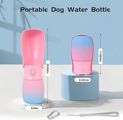Dog Water Bottle, Travel Puppy Water Bowl, Leak Proof Portable Puppy Water Dispenser, Foldable Dog Water Bottle for for Pets Outdoor Walking, Hiking, Travel, Food Grade Plastic - 10oz Pink