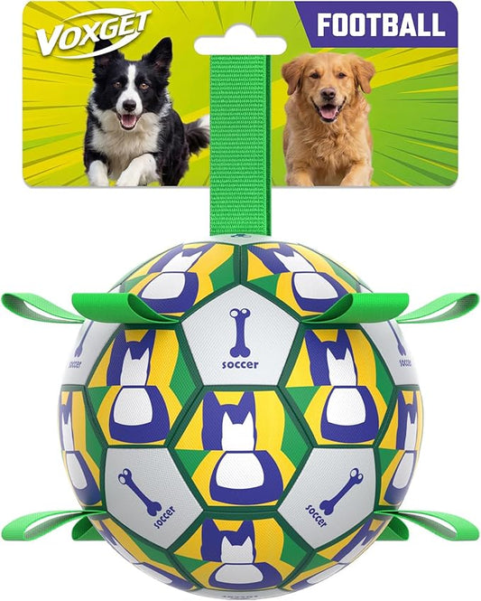 Interactive Dog Ball Toys, 2026 Dog Soccer Ball with Thicken Straps for Small Medium Breeds Tug of War, Small Herding Balls with Pump for Puppy Dogs Outdoor Play Training (Green, 6 Inch)