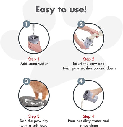 Dexas MudBuster Portable Dog Paw Cleaner, Premium Quality Small Light Gray Pet Accessory
