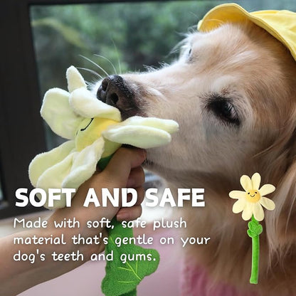 Interactive Puppy Plush Toys - Crinkle Flower Rope Toy, Chew Toys for Teething for Small & Medium Dogs