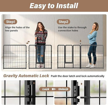 HealSmart Dog Playpen Indoor, Puppy Playpen Indoor for Yard, Camping, 24" Height 16 Panels Heavy Duty Dog Pen for Puppies/Small Dogs, Black
