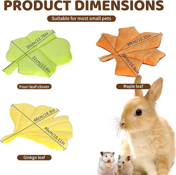 Rabbit Bed Rabbit Pad All-Season Soft Leaf-Shaped Small Pet Bed - Comfortable Breathable Guinea Pig Pad for Guinea Pigs, Rabbits, Chinchillas, Ferrets, Hedgehogs (Red Maple Leaf)