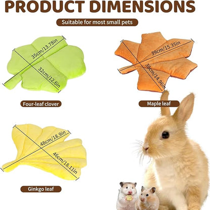 Rabbit Bed Rabbit Pad All-Season Soft Leaf-Shaped Small Pet Bed - Comfortable Breathable Guinea Pig Pad for Guinea Pigs, Rabbits, Chinchillas, Ferrets, Hedgehogs (Green Four-Leaf Clover)