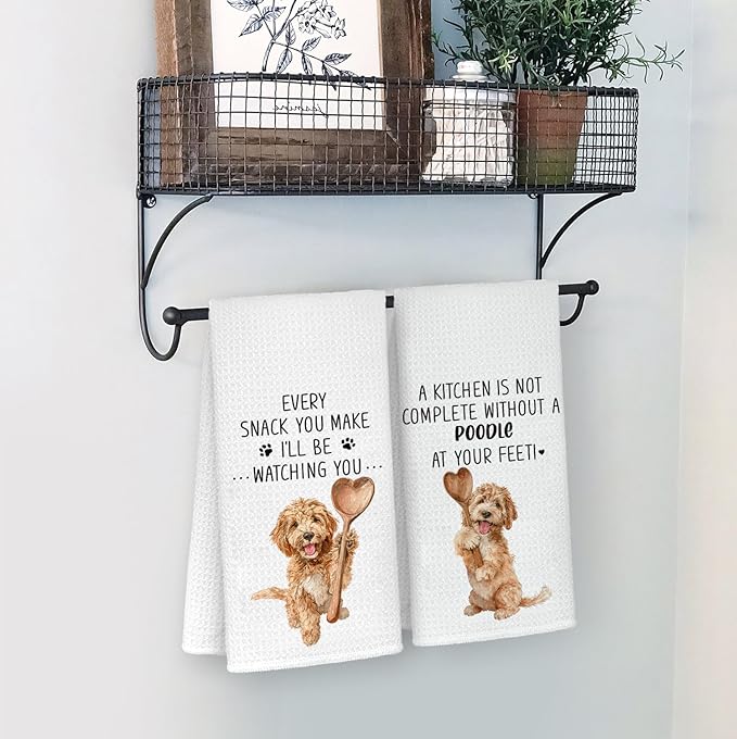 Funny Goldendoodle Kitchen Bathroom Towels,Goldendoodle Gifts for Women Dish Tea Towels, Mom Gifts Decorative Hand Towels for Kitchen for Home Shelf Counter,16x24 Set of 2