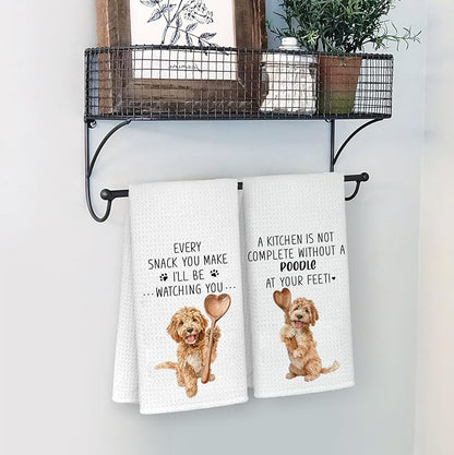 Funny Goldendoodle Kitchen Bathroom Towels,Goldendoodle Gifts for Women Dish Tea Towels, Mom Gifts Decorative Hand Towels for Kitchen for Home Shelf Counter,16x24 Set of 2