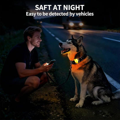 LaRoo Dog Lights for Night Walking, LED Dogs Collar Lights for Nighttime Clip On Light up Dog Collar Pet Camping Essentials （Orange）