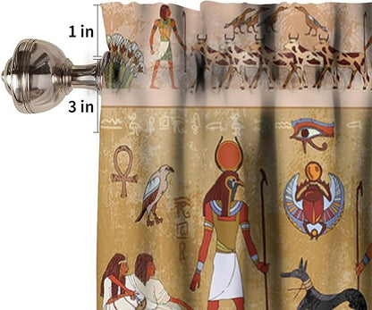 Vintage Ancient Egypt Curtains Valance, Egyptian Culture Mysterious Old Egypt African Pharaoh Theme Window Valance Curtain for Farmhouse Bedroom Living Room Kitchen 54x18inch