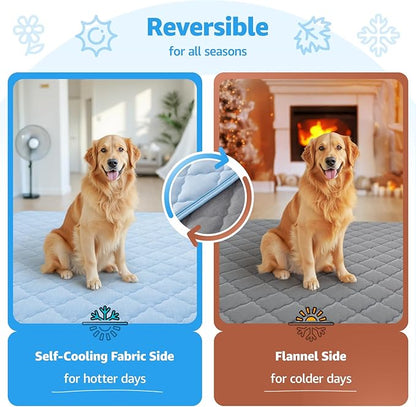 LOOBANI Dog Cooling Mat for Large Dogs - Dog Cooling Pad Durable, Cool Blanket Machine Washable, Large Pet Cool Mat for Outdoor, Indoor (Blue, 36"x56")