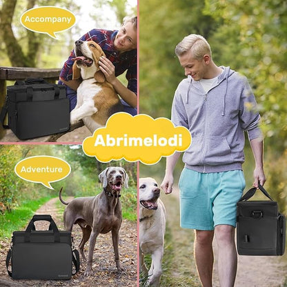 6 Set Dog Travel Bag, Large Pet Travel Kit for Supplies Includes 2 Food Containers, 1 Pet Organizer for Dogs, 2 Collapsible Bowls, 1 Treat Pouch, Dog Weekend Overnight Bag Luggage, Black