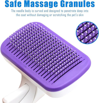 Dog Grooming Kit with Self Cleaning Slicker Brush, Pet Hair Remover Massage Gloves, Shedding Dematting Steel Comb for Long & Short Haired Cats Dogs, 4 Count