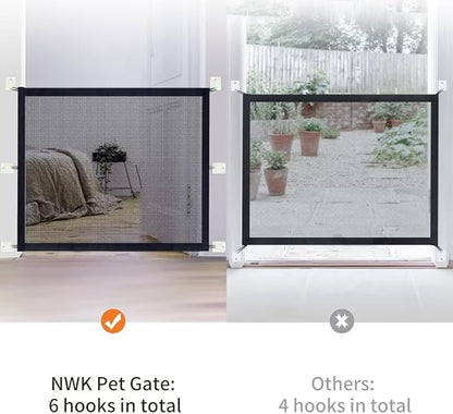NWK Pack of 2 Magic Dog Gate for Stairs Pet Gate for The House Providing a Safe Enclosure for Pets to Play and Rest, 6 Hooks Design (2, 43'' X 30'')