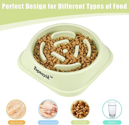 2 Pack Slow Feeder Dog Bowls for Healthy Eating, Non-Slip and Anti-Choking Design, Reduces Bloating & Overeating for Medium Dogs and Cats, Easy to Clean
