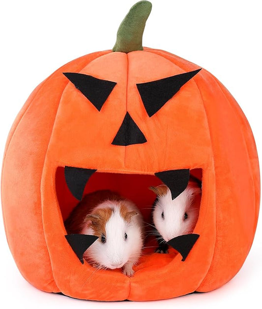 Guinea Pig Hideout - Guinea Pig Bed, Halloween Style Small Pet Hides, Ideal Bed for Small Pets, Pumpkin Shape, Orange