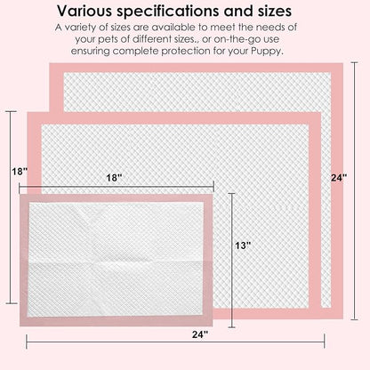 Pink Puppy Pee Pads, 18"x 24" 50 Count Disposable Puppy Pee Pad for Pet Toilet Training, Super Absorbent & Thick, Leak-Proof, Quick-Dry, Pet Potty Pads for Puppies, Dogs, Cats, Rabbits
