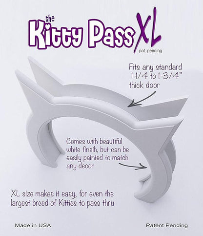 The Kitty Pass XL Cat Door for Interior Door - Cat Hole Kitty Door for Hidden Litter Box - Pet Door for Cats up to 30 lbs - Semi Gloss White Extra Large Cat Door Interior Door