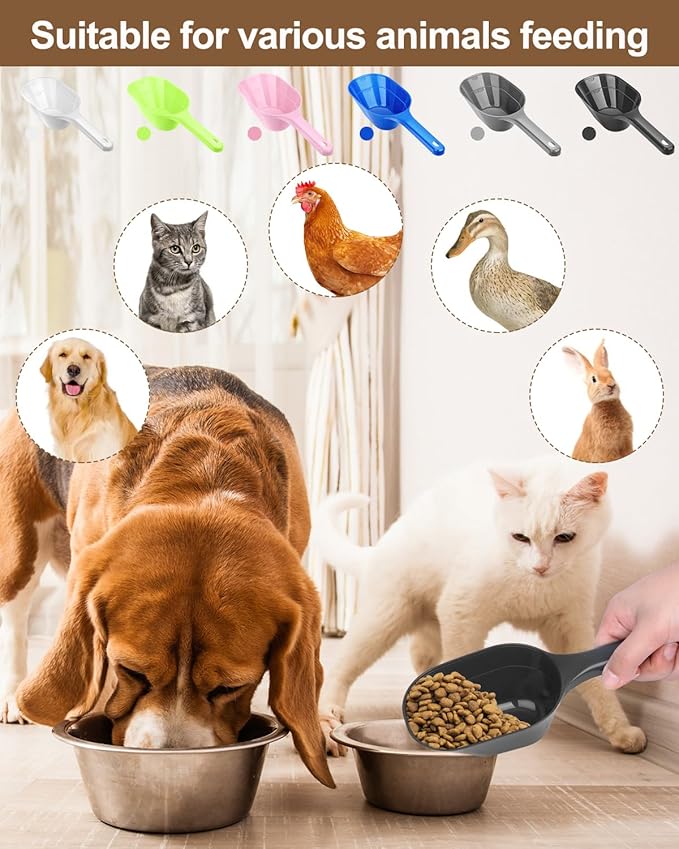 Dog-Cat Food-Scoop Measuring-Cup,1 Cup Capacity Versatile Plastic Pet Food Scoop with Measuring Lines 1 Cup and 1/2 Cup for Precise Portion Control (2, Black and Blue)