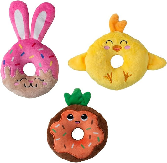 Fringe Studio Plush Dog Toy, 3 Pieces Set, Holey Donuts, Petshop Collection (662098)