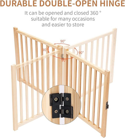 YOCAN Paint-Free Wooden Freestanding Dog Gates for The House,Doorways, Stairs,Wood Dog Fences Indoor Pet Gate,Step Over Fence-6 Panel H:16.9" L:138"