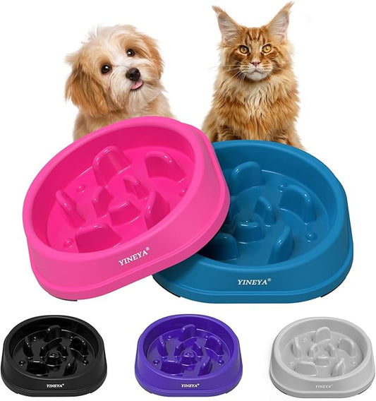 2PCS Anti-Choking Slow Feeder Dog Bowls Small Size Dog, Slow Feeder Cat Bowl, Supplies and Puzzle for Pet