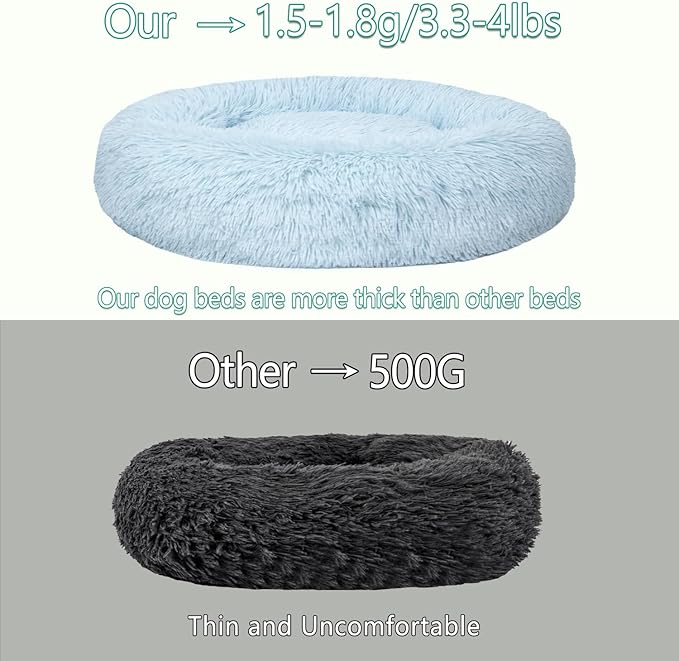 Calming Dog Bed for Medium Dogs Cats, Puppy 31'' Round Anti-Anxiety Warm Fluffy Plush Faux Fur Bed, Soft Anti-Slip Donut Washable, Cozy Medium Puppy Bed, Fits up to 50 lbs Pets