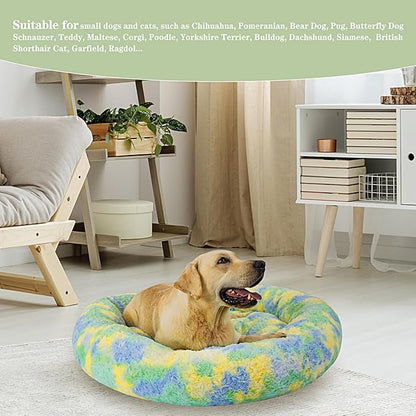 Calming Dog Bed for Big Dogs, 39'' Round Anti-Anxiety Warm Fluffy Plush Faux Fur Bed, Soft Anti-Slip Donut Washable Big Pet Bed, Cozy Big Dogs Bed, Fits up to 100 lbs Pets