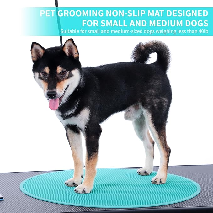 Pet Grooming Table Non-Slip Mat - Padded Mat for at-Home Grooming Dogs and Cats,Bathing Mat for Pets, Diameter: 22.4inch/57cm (Turquoise Green, Diameter: 22.4inch/57cm)