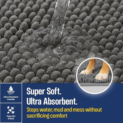 Muddy Mat® Absorbent Microfiber Door Mat and Pet Rug, Non Slip Washable Chenille Indoor Outdoor Rug - Enter at Your Own Risk Furry Tornado Inside Funny Pet Welcome Mat 19"x30"