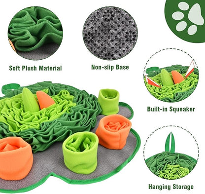 Snuffle Mat for Dogs, 18'' Dog Paw Shape Interactive Dog Puzzle Toy Build-in Squeaker Sniff Mat for Slow Eating Encourages Natural Foraging Skills for All Breeds Indoor & Outdoor Use (Green)
