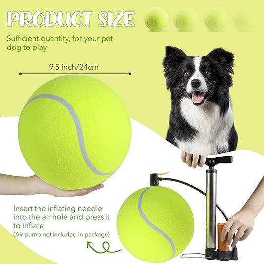 susu & wuwu Giant Tennis Ball for Dogs Yellow Big Tennis Ball for Dog Birthday Gift 9.5" Pet Toy Balls for Small/Medium/Large Dogs
