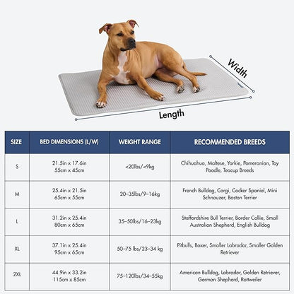 Spark Paws Cooling Mat for Dogs - Self Cooling Dog Mat & Pet Cooling Pad for Large, Medium & Small Dogs - Non-Toxic, Non-Gel Washable Cooling Bed - Waffle Grey - Size XL
